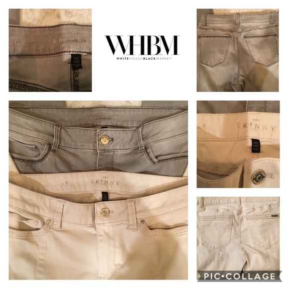 White House Black Market Denim - 2 Pairs WHBM jeans “the Skinny“ size 6 Gray Cream